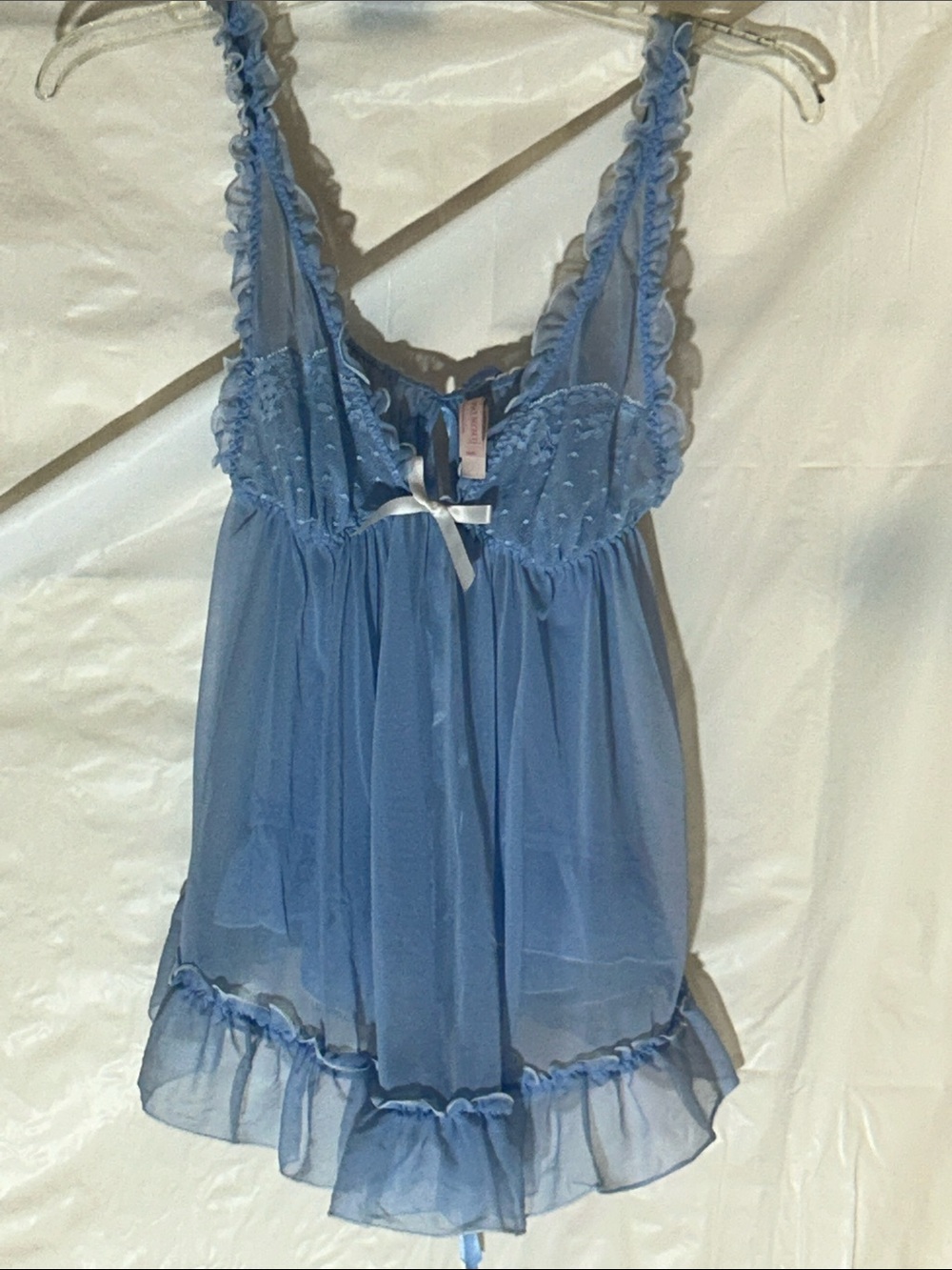 Victoria's Secret Light Blue Sheer Ruffled Babydoll Chemise